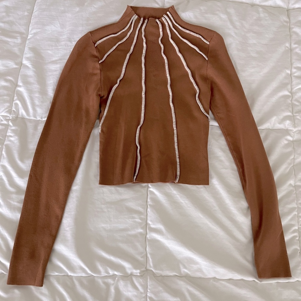 Windsor Orange/Brown Detail Turtleneck Sweater